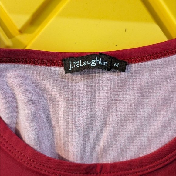 J McLaughlin red gold Medallion Tassel‎ Print Catalina cloth Top size M - Picture 7 of 10